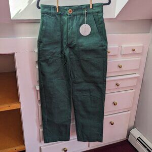 [SOLD] BEATON LINEN Utility Pants in Forest Denim